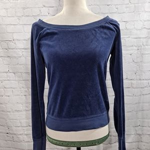 Juicy Couture Blue Velour Scoop Neck Pullover